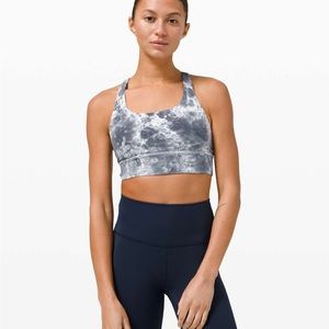 Lululemon Energy Bra Long Line *Tie Dye Sz 4 in Marble Dye Classic Navy